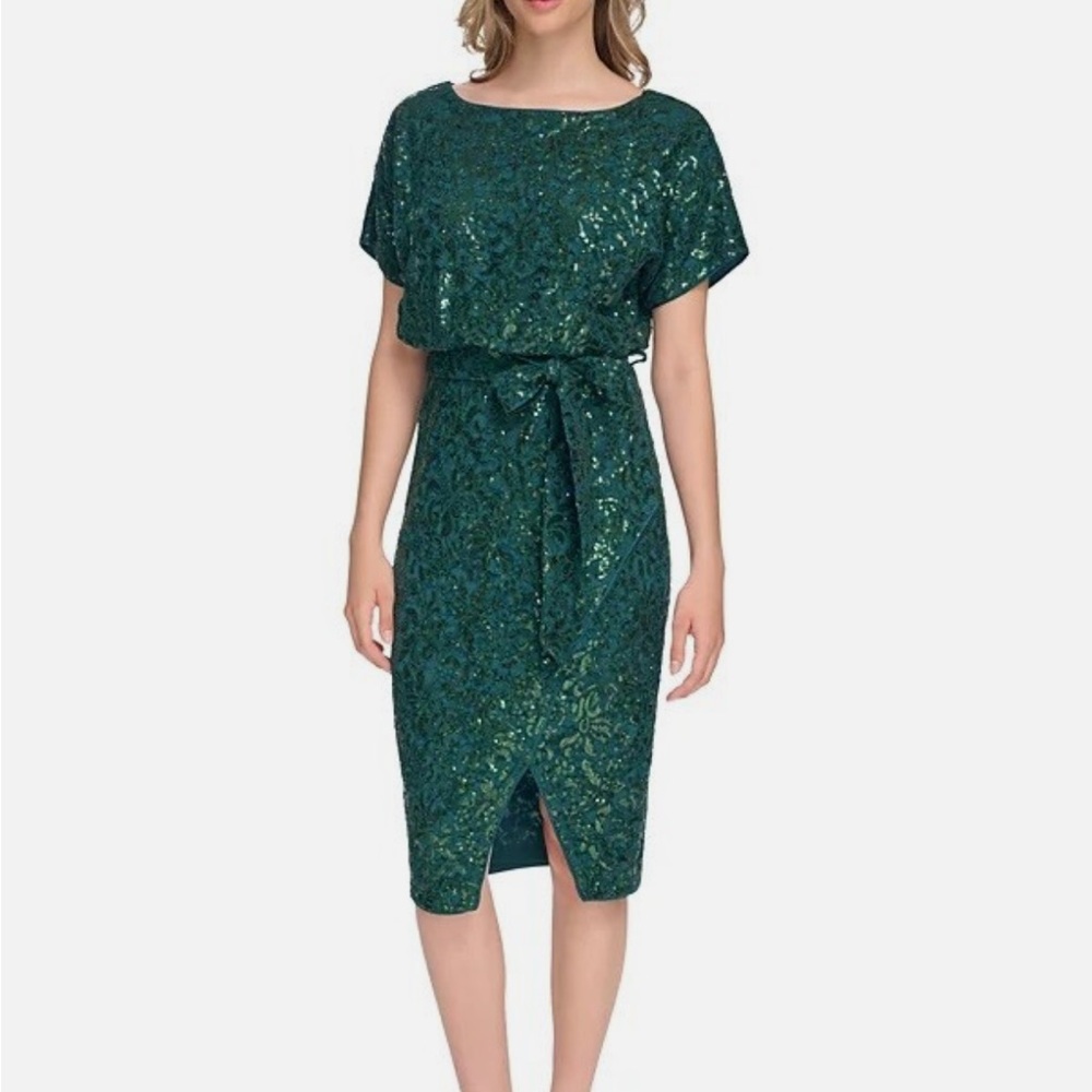 NWT Kensie Green Lace and sequins Dress size 12